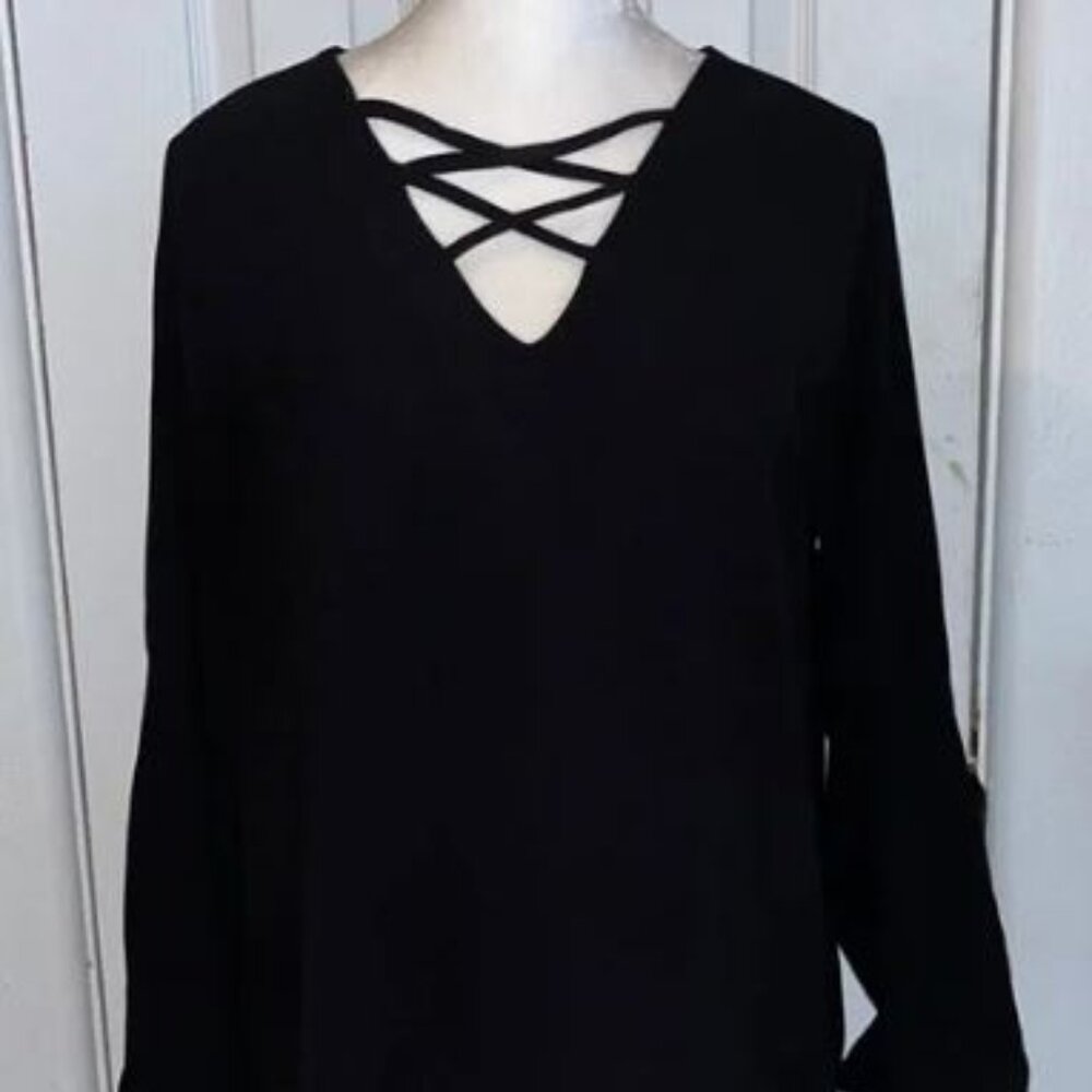 Faith and Joy strappy black blouse SMALL